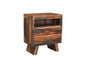 30" Dark Brown Two Drawer Live Edge Solid Wood Nightstand