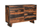 63" Dark Brown Solid Wood Live Edge Six Drawer Double Dresser