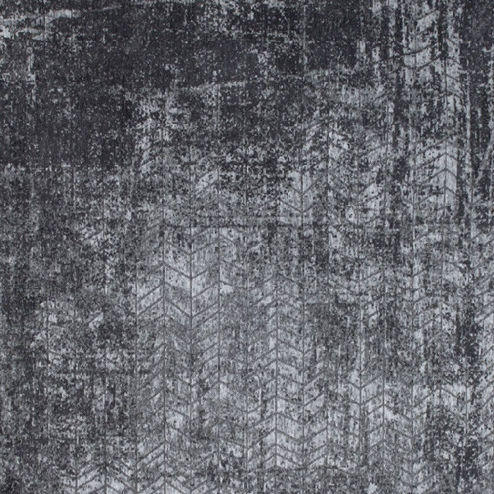 10' Black And Gray Chevron Runner Rug