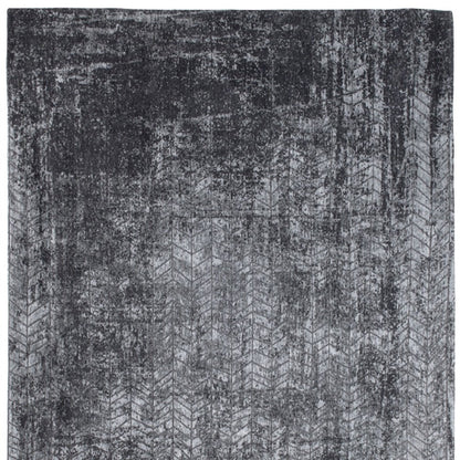 10' Black And Gray Chevron Runner Rug