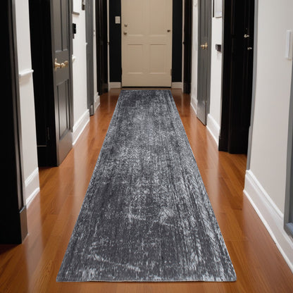 10' Black and Gray Chevron Non Skid Area Rug