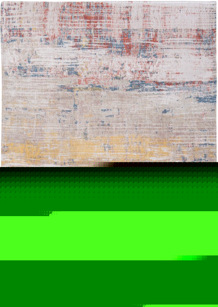 10' White Abstract Runner Rug