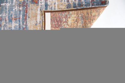 10' White Abstract Runner Rug