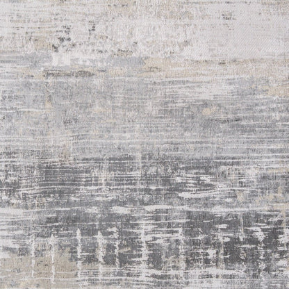 10' Gray And White Abstract Runner Rug