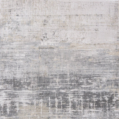 10' Gray And White Abstract Runner Rug