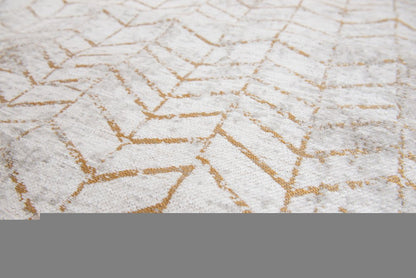 10' Gray And Yellow Chevron Runner Rug