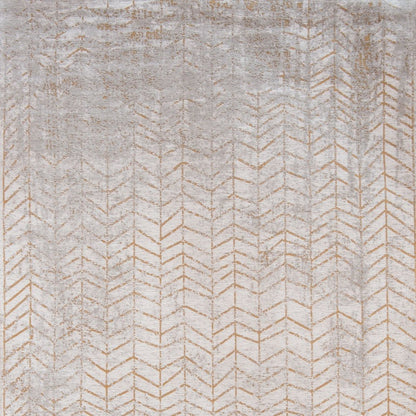 10' Gray And Yellow Chevron Runner Rug