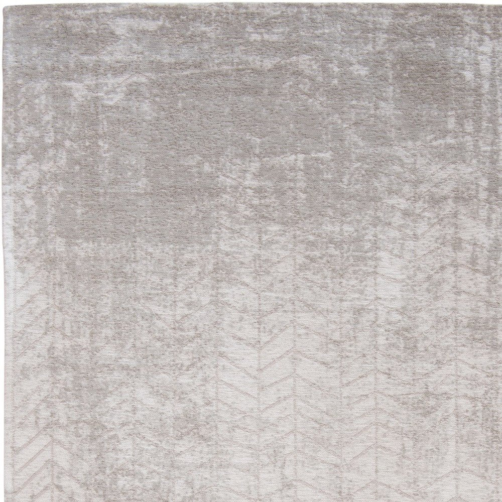 10' Gray And White Chevron Runner Rug