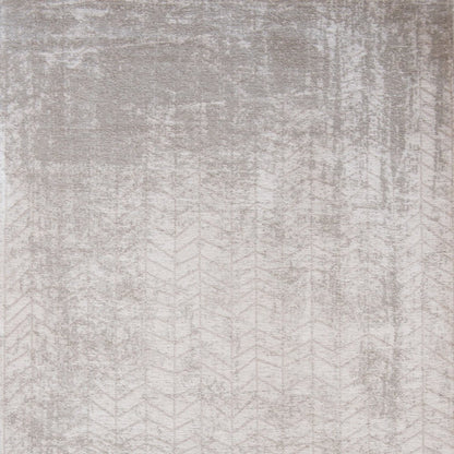 10' Gray And White Chevron Runner Rug