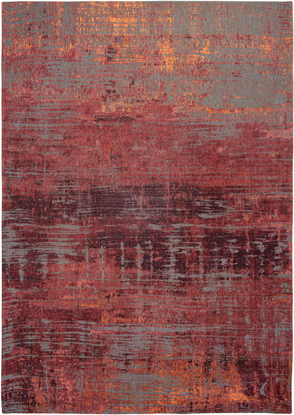 10' Red and Gray Abstract Non Skid Area Rug