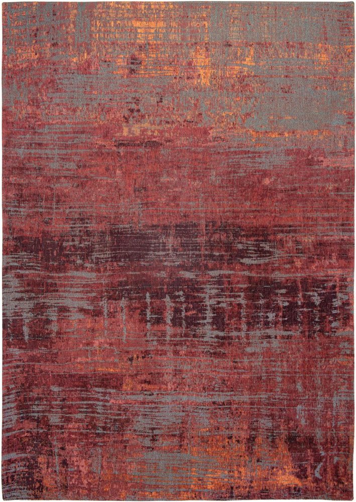 10' Gray And Red Abstract Runner Rug