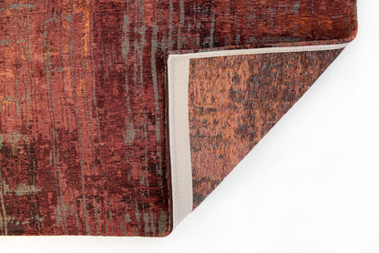 10' Gray And Red Abstract Runner Rug