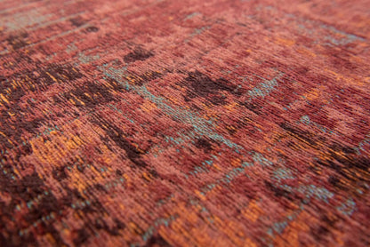 10' Gray And Red Abstract Runner Rug