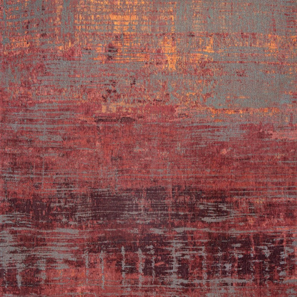10' Gray And Red Abstract Runner Rug