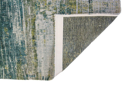 10' Blue And Green Abstract Runner Rug