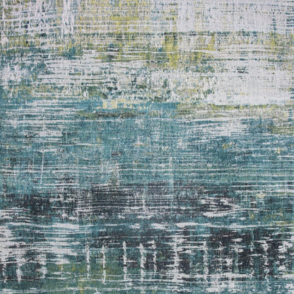 10' Blue And Green Abstract Runner Rug
