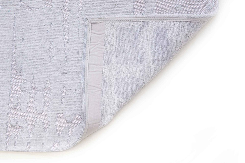 10' White Abstract Runner Rug