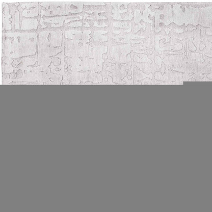10' White Abstract Runner Rug
