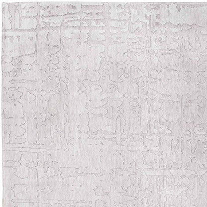 10' White Abstract Runner Rug