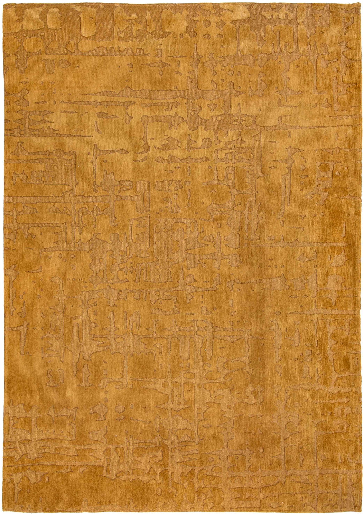 10' Yellow Abstract Non Skid Area Rug