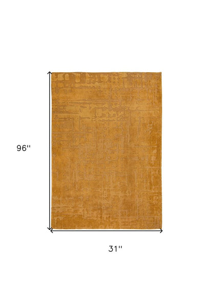 10' Yellow Abstract Runner Rug