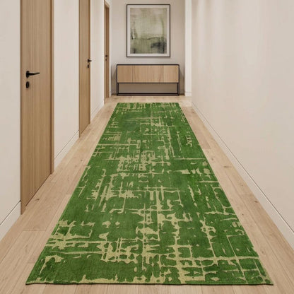 10' Green Abstract Runner Rug