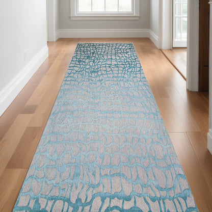 10' Blue and Gray Abstract Non Skid Area Rug