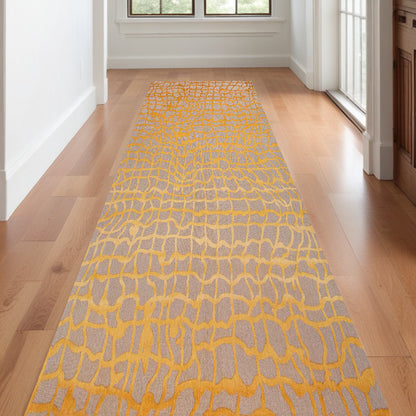 10' Gray and Orange Abstract Non Skid Area Rug