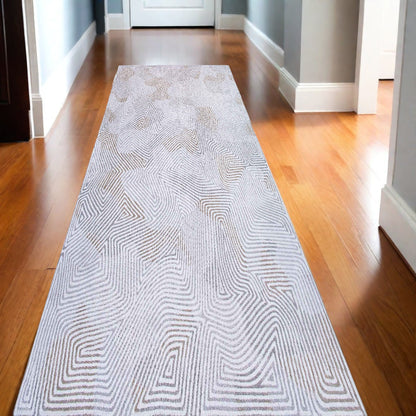 10' White Abstract Non Skid Area Rug