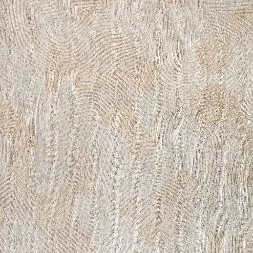 10' Beige and White Abstract Non Skid Area Rug