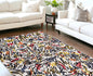 7' X 9' White Abstract Non Skid Area Rug