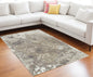 6' X 8' Gray and White Abstract Non Skid Area Rug