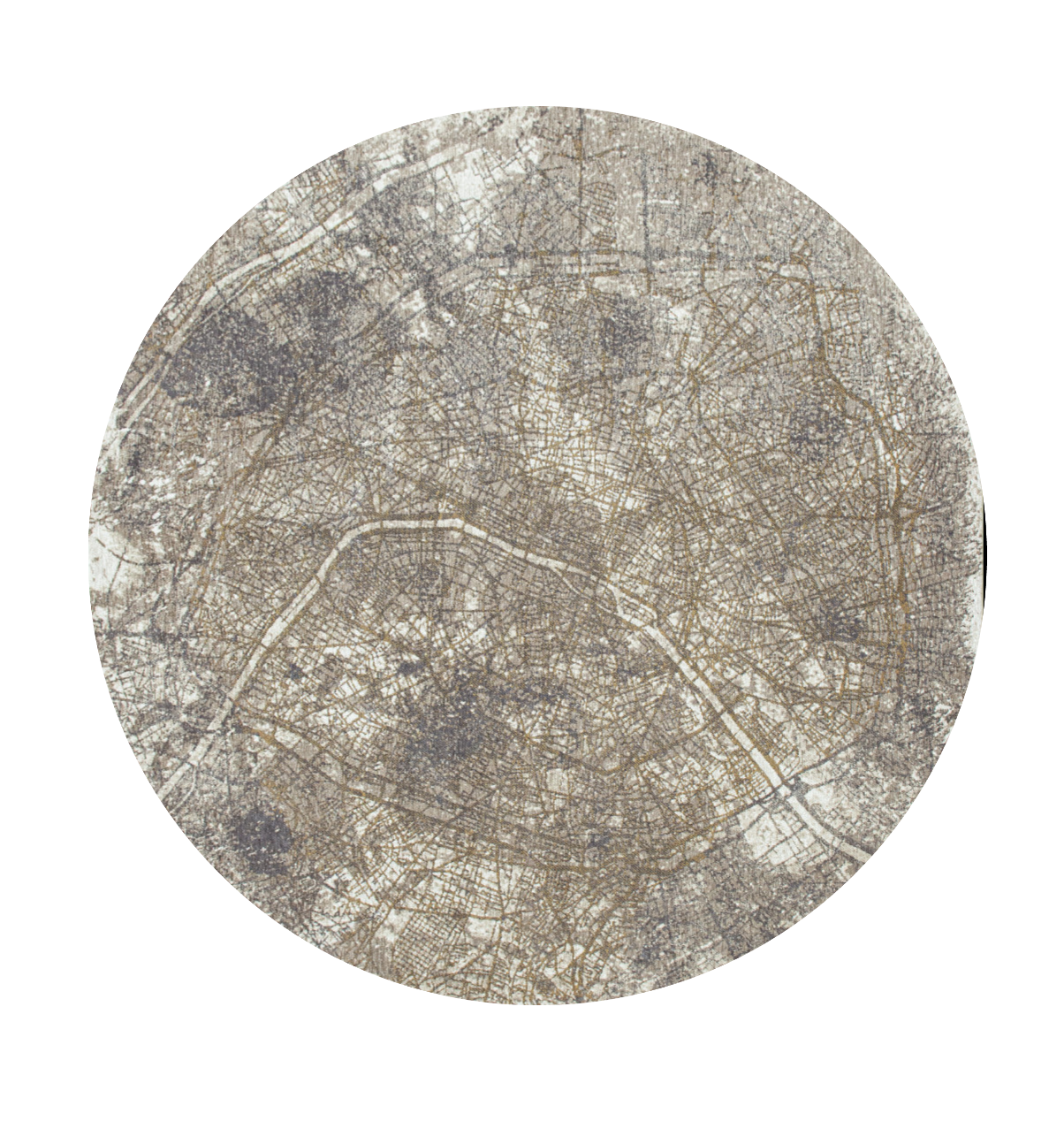 8' Gray and White Round Abstract Non Skid Area Rug