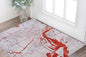 3' X 5' Red and White Abstract Non Skid Area Rug