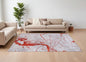 7' X 9' Red and White Abstract Non Skid Area Rug