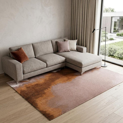 9' X 13' Yellow and Brown Abstract Non Skid Area Rug