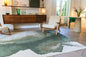 3' X 5' Gray and Green Abstract Non Skid Area Rug
