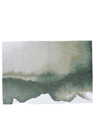 3' X 5' Gray and Green Abstract Non Skid Area Rug