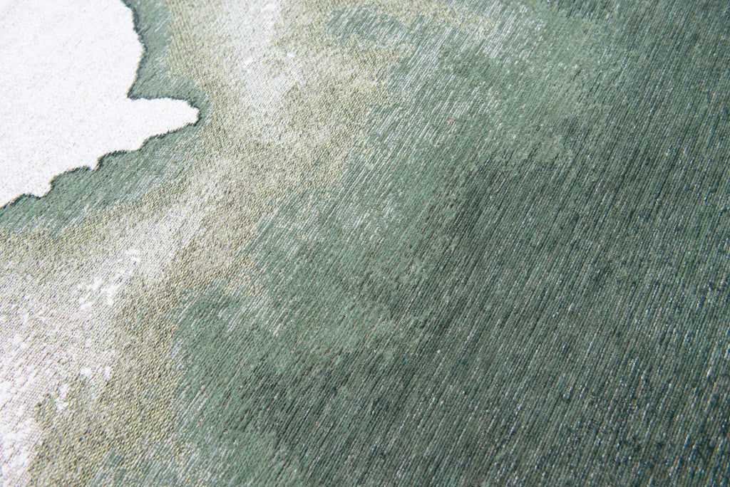 7' X 9' Gray and Green Abstract Non Skid Area Rug