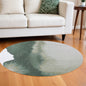 8' Gray and Green Round Abstract Non Skid Area Rug