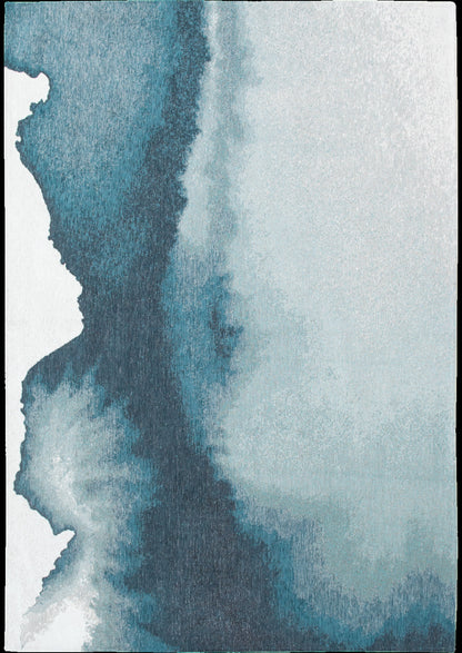 3' X 5' Blue and Gray Abstract Non Skid Area Rug