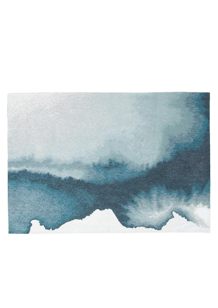 3' X 5' Blue and Gray Abstract Non Skid Area Rug
