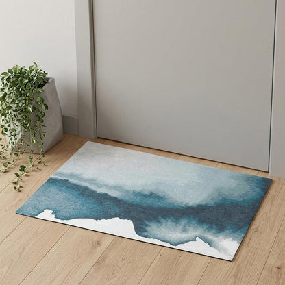 3' X 5' Blue and Gray Abstract Non Skid Area Rug