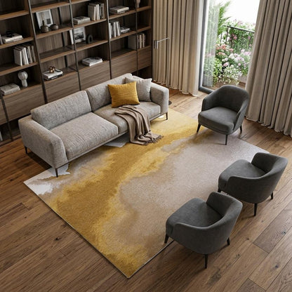 8' X 11' Gray and Yellow Abstract Non Skid Area Rug