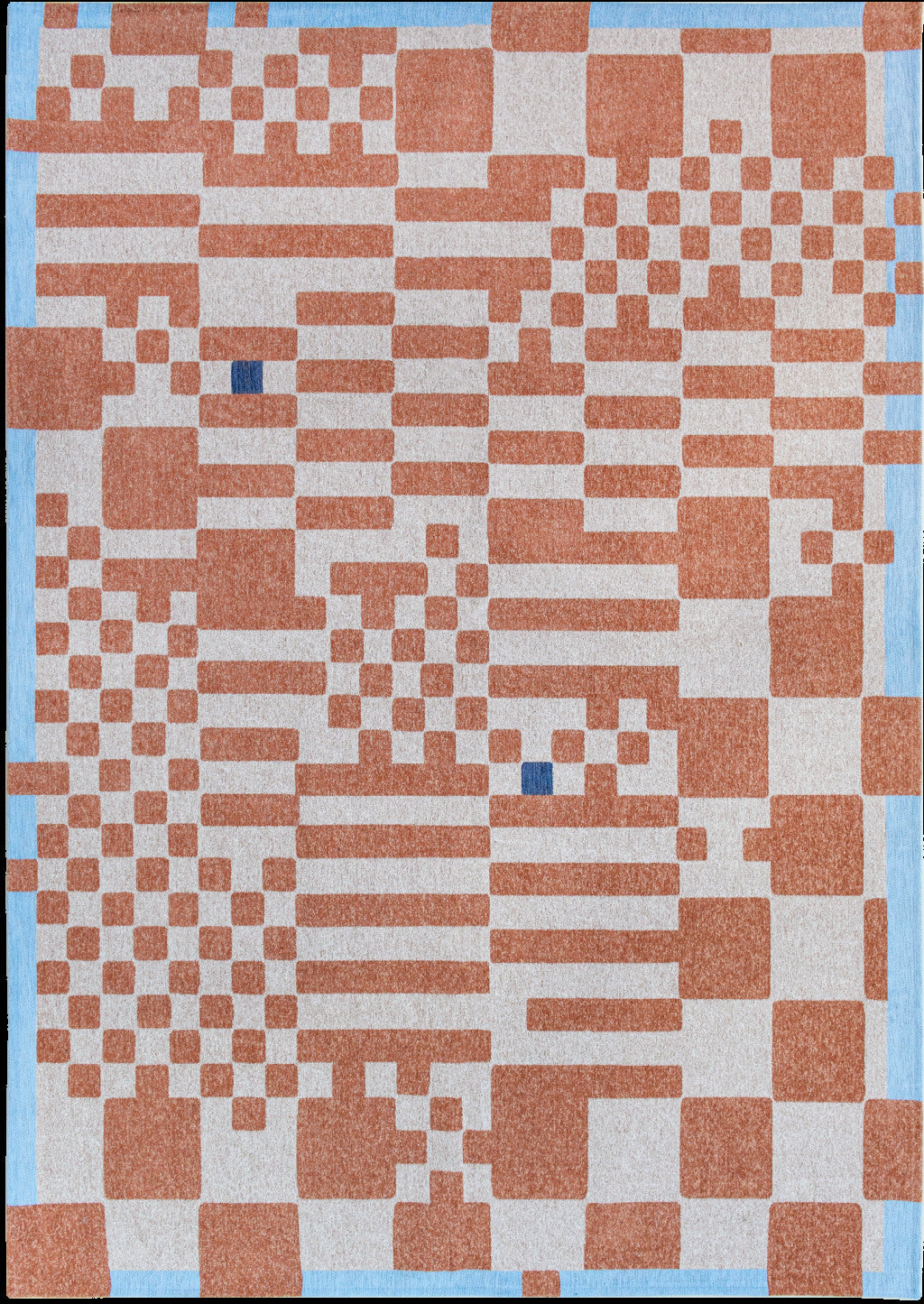 7' X 9' Blue and Red Geometric Non Skid Area Rug