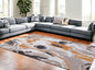 9' X 13' Gray and White Abstract Non Skid Area Rug