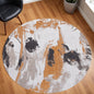 8' Gray and White Round Abstract Non Skid Area Rug