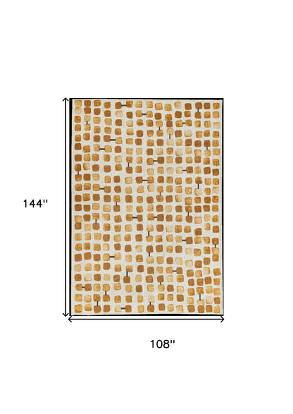 9' X 13' Brown and Beige Geometric Non Skid Area Rug