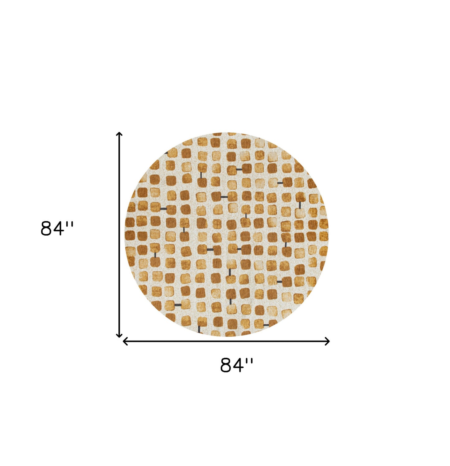 8' Brown and Beige Round Geometric Non Skid Area Rug