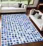 5' X 7' Blue Geometric Non Skid Area Rug